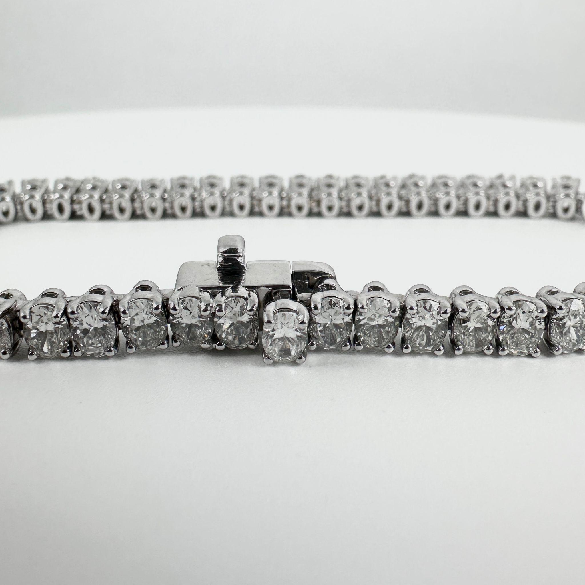 8.58 Carat Oval Diamond North-South Tennis Bracelet in 18K White Gold, 7 Inches For Sale 3