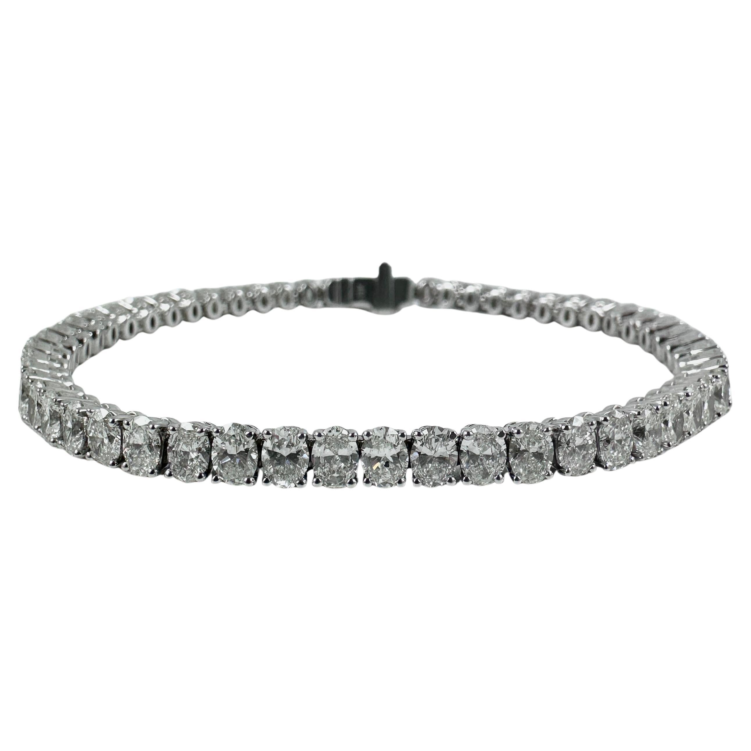 8.58 Carat Oval Diamond North-South Tennis Bracelet in 18K White Gold, 7 Inches For Sale