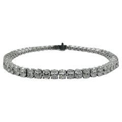 8.58 Carat Oval Diamond North-South Tennis Bracelet in 18K White Gold, 7 Inches