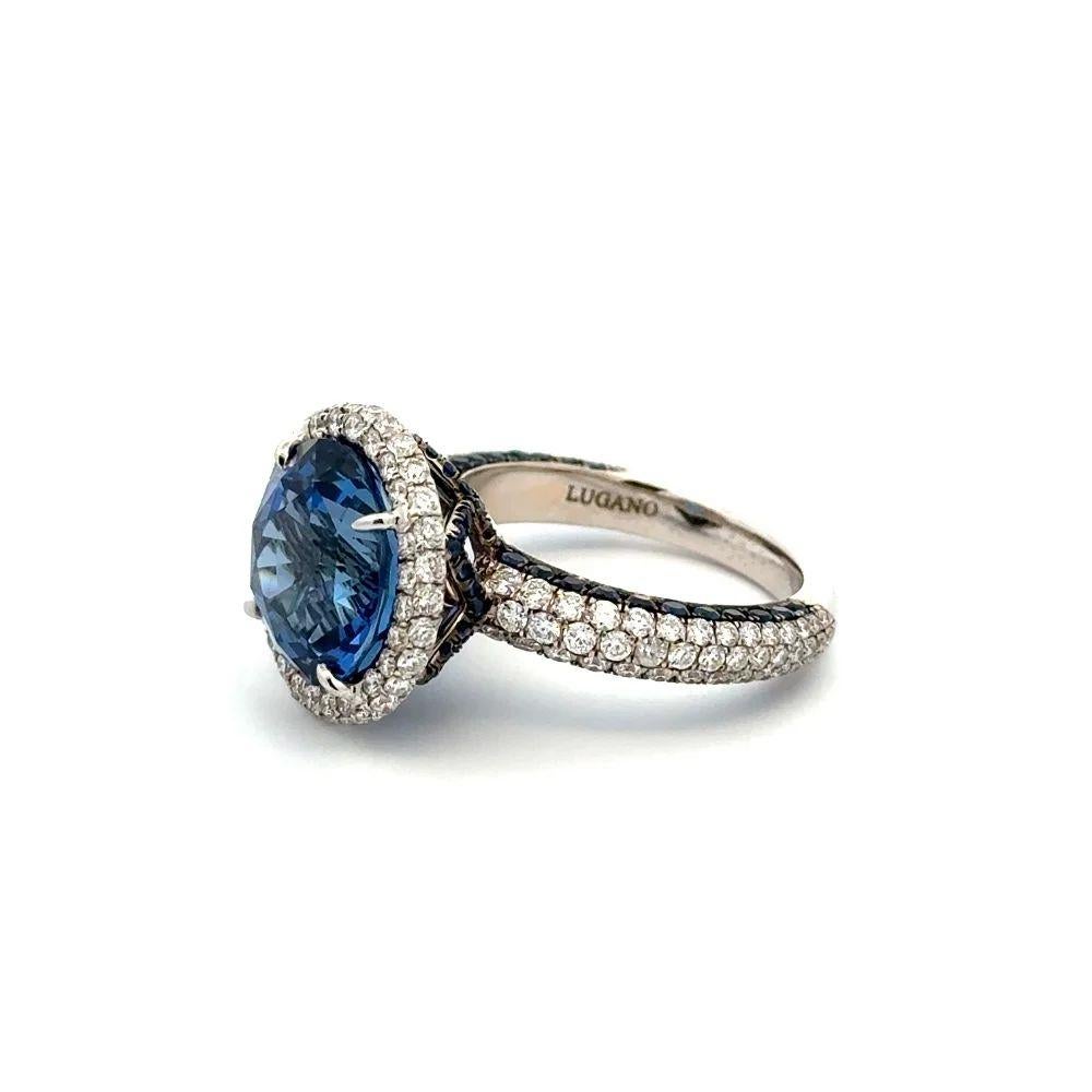 8.58 Carat Sapphire and RBC Diamond LUGANO Gold Statement Cocktail Ring In Excellent Condition For Sale In Montreal, QC