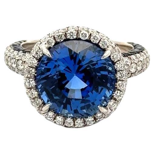 8.58 Carat Sapphire and RBC Diamond LUGANO Gold Statement Cocktail Ring For Sale