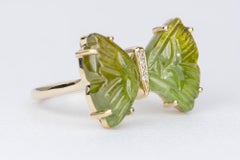 8.58ct Grossalar Garnet Hand Carved Butterfly 14K Yellow Gold Statement Ring