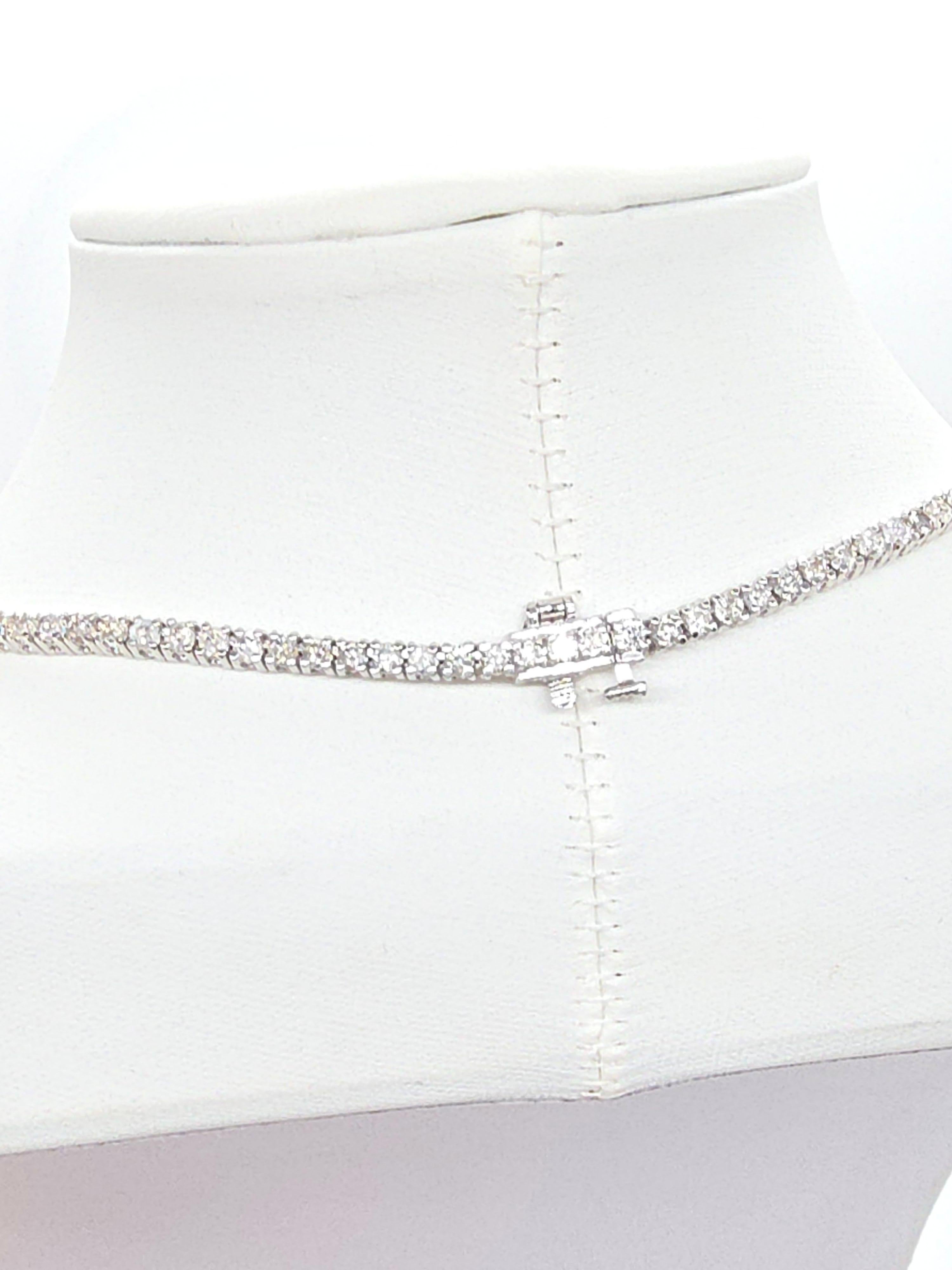 Women's or Men's 8.59 Carat Natural Diamond Tennis Necklace 14K White Gold 20'' For Sale
