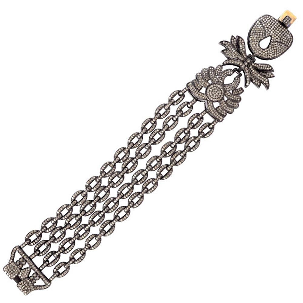 Artisan 8.59 Carat Diamond Statement Chain Bracelet For Sale