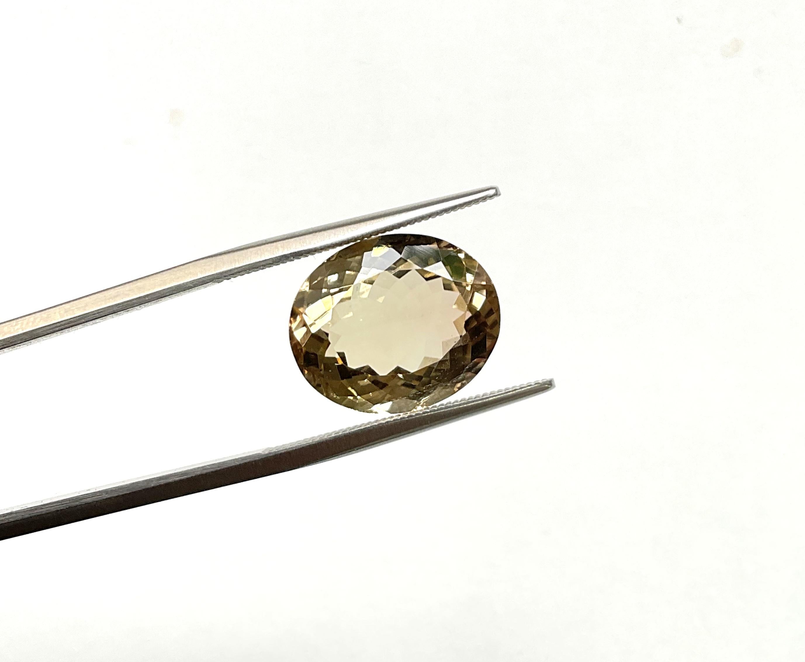 8.59 Carats Yellow Tourmaline Oval Faceted cut stone Fine Jewelry Natural Gem For Sale 3