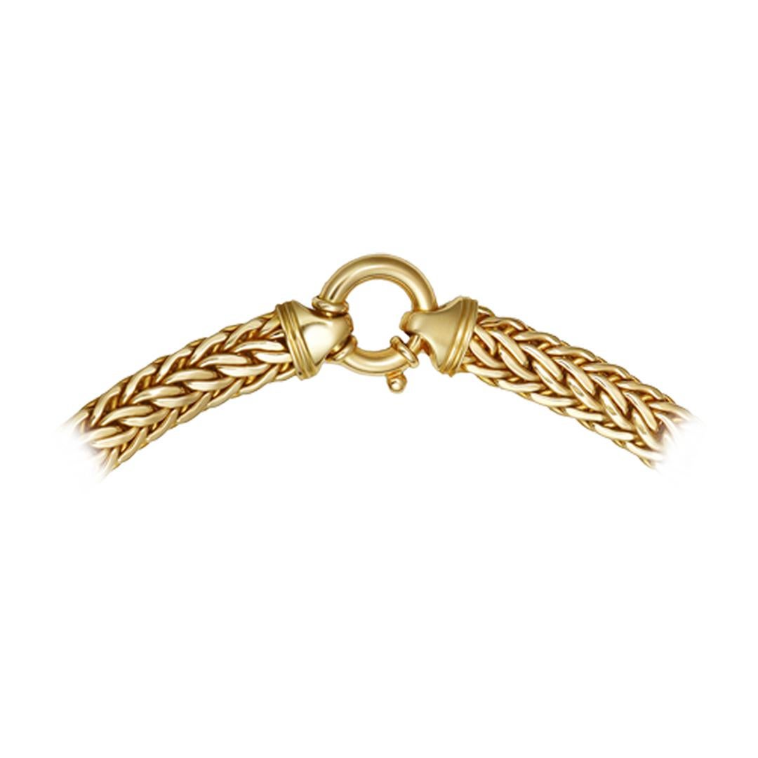 Un collier à chaîne élégant, avec une composition de style blé. Finement réalisé en or jaune 18 carats, longueur 19,25 pouces. Ce collier pèse 85,97 grammes. Complète parfaitement toute tenue. 

Disponible en bracelet assorti. Veuillez vous