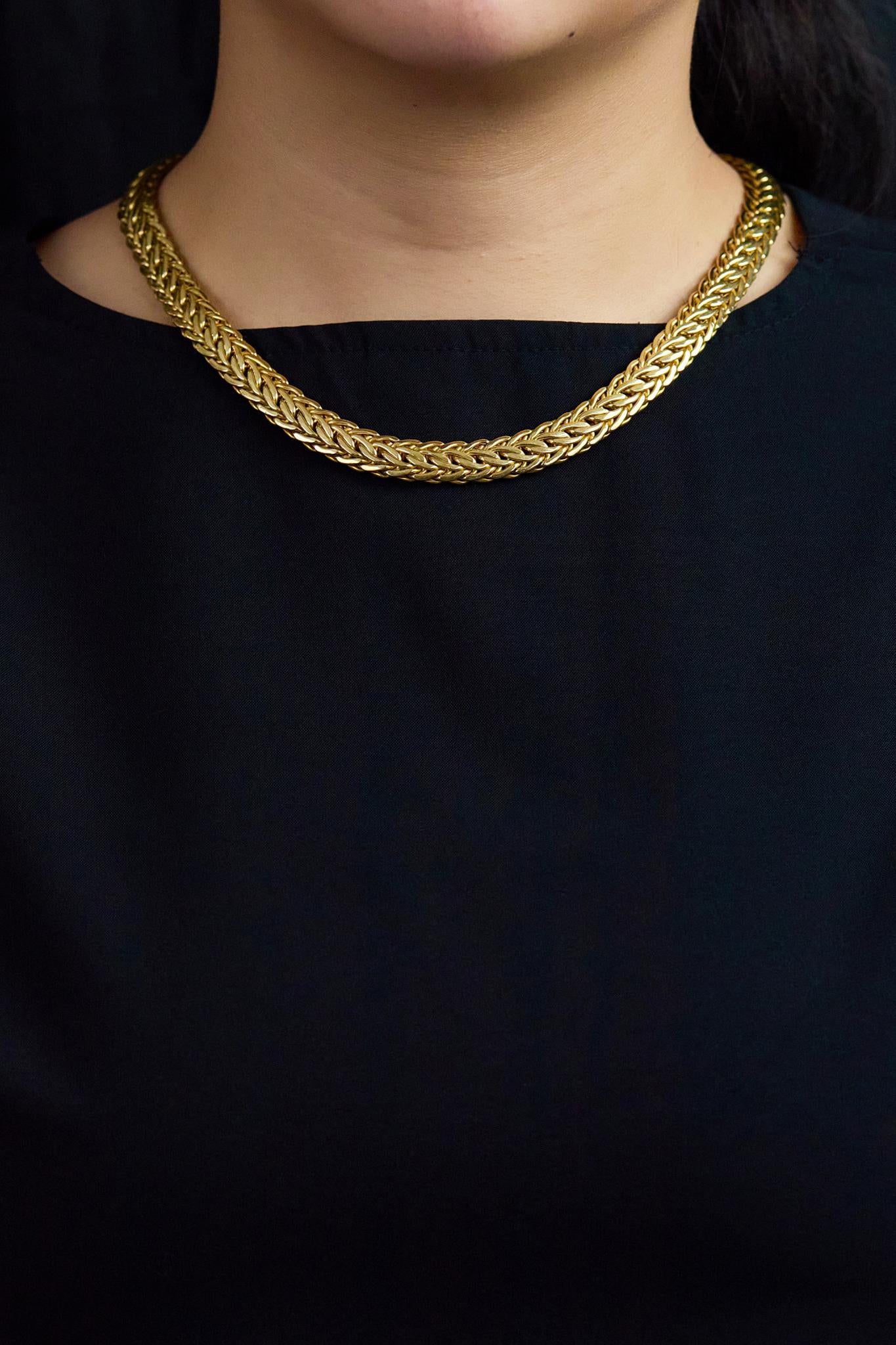 85.97 Grammes Collier de chaîne de blé en or jaune 18K Unisexe en vente