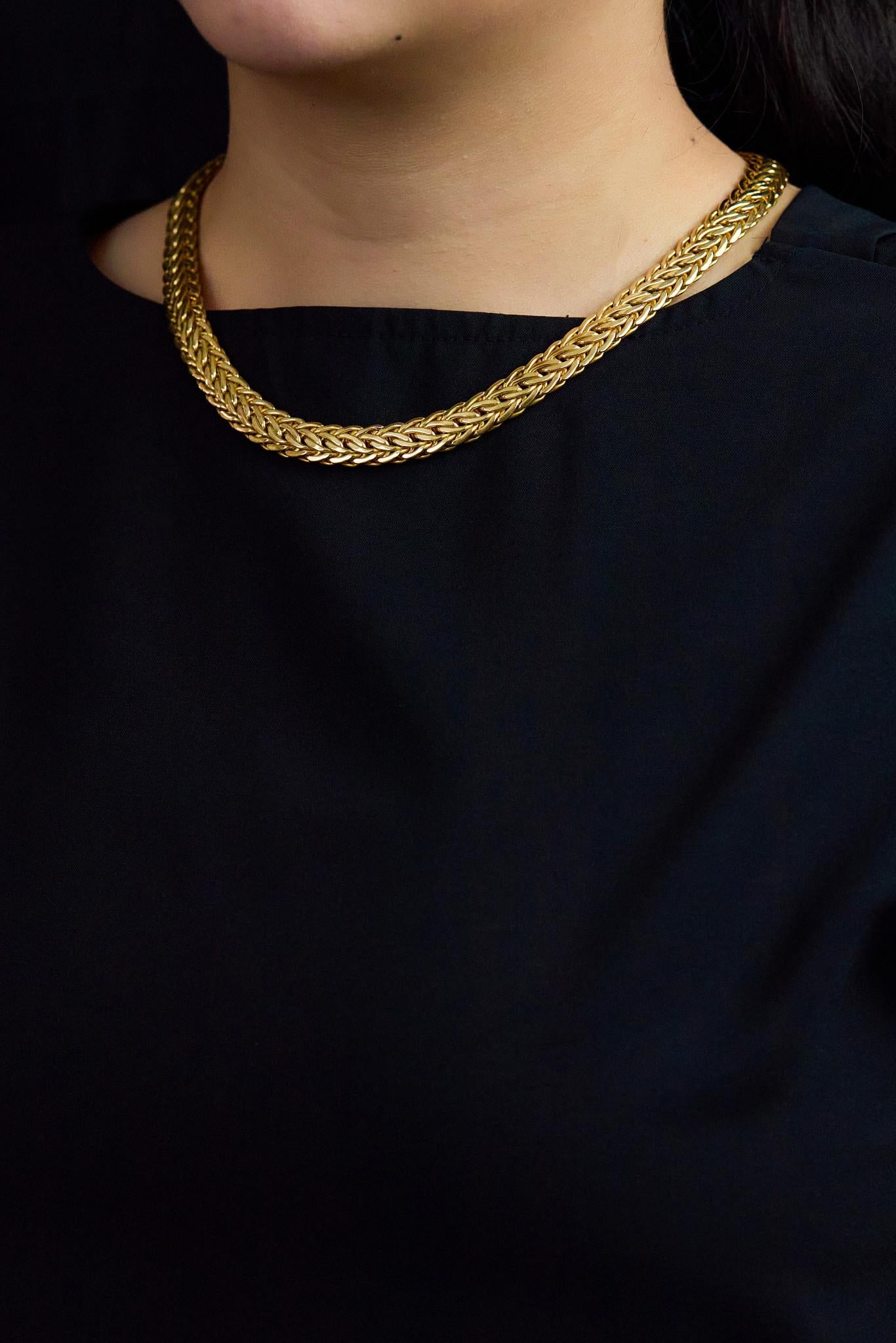 85.97 Grammes Collier de chaîne de blé en or jaune 18K en vente 1