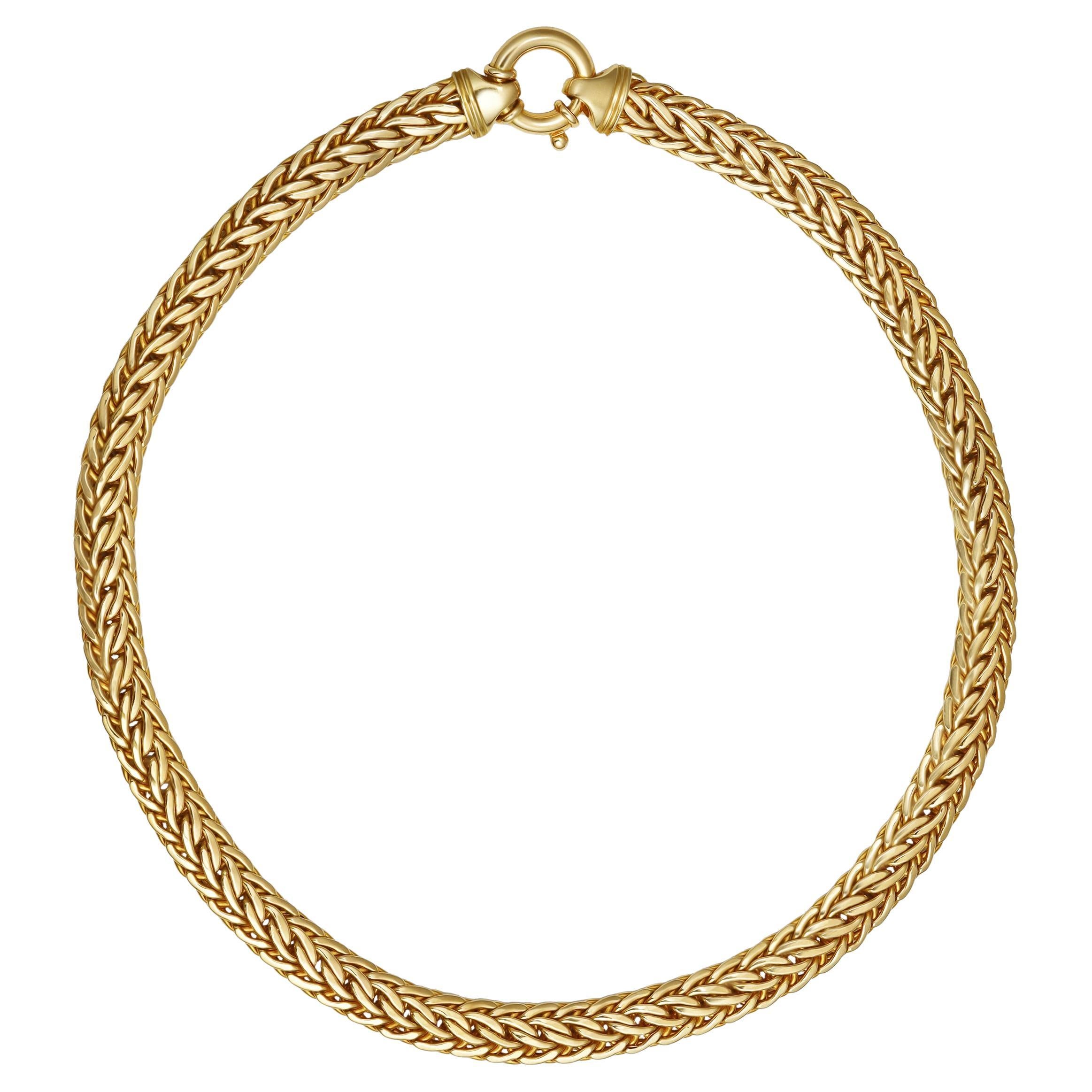 85.97 Grammes Collier de chaîne de blé en or jaune 18K en vente