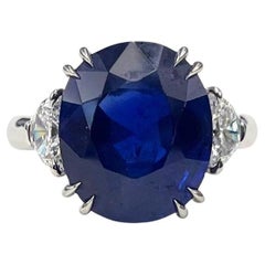 Anello con diamante zaffiro di Ceylon senza calore da 8,59 carati