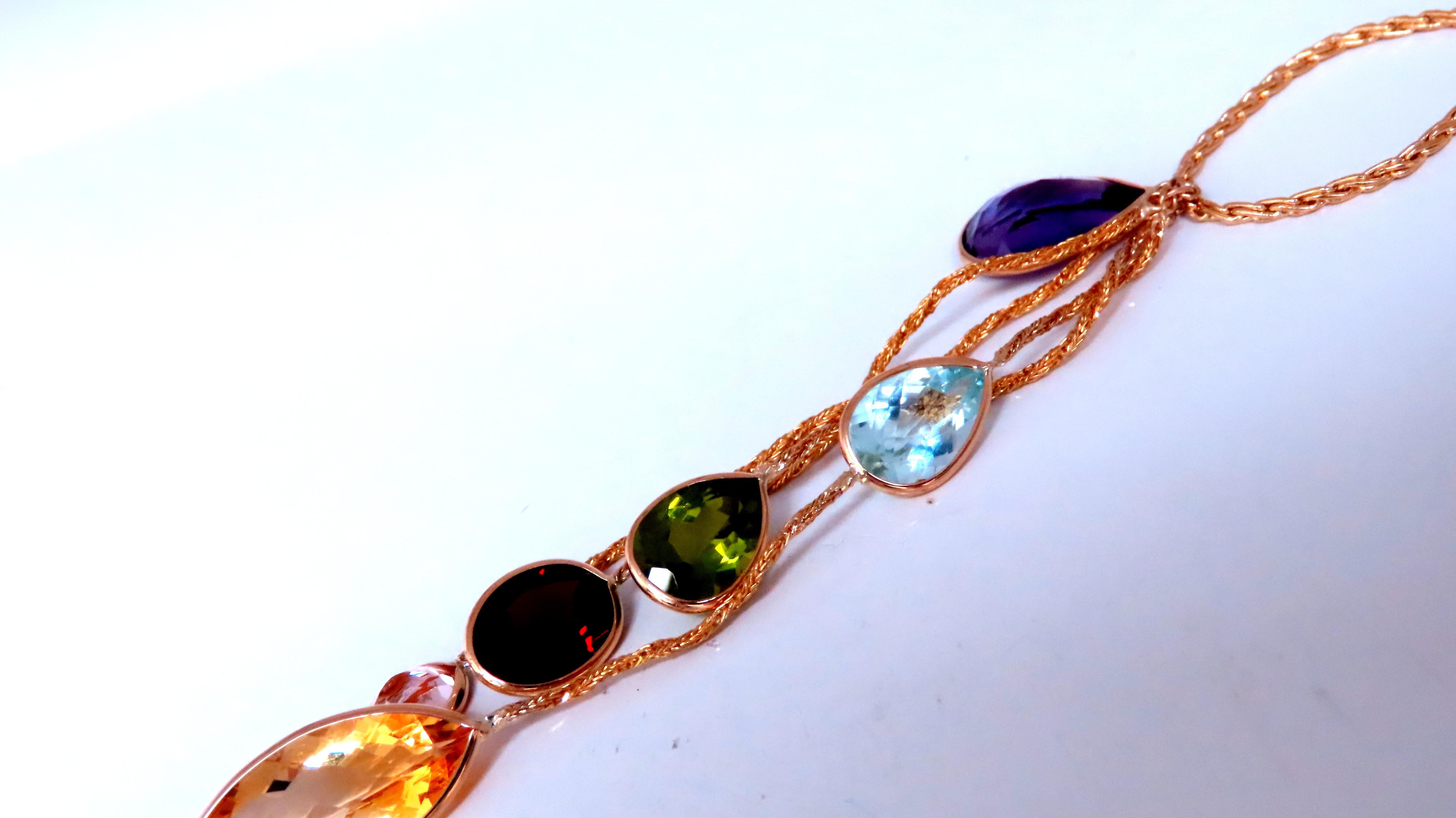 85ct Citrino Natural Amatista Peridoto Granate Collar Colgante 14kt 12403 en Nuevo estado para la venta en New York, NY
