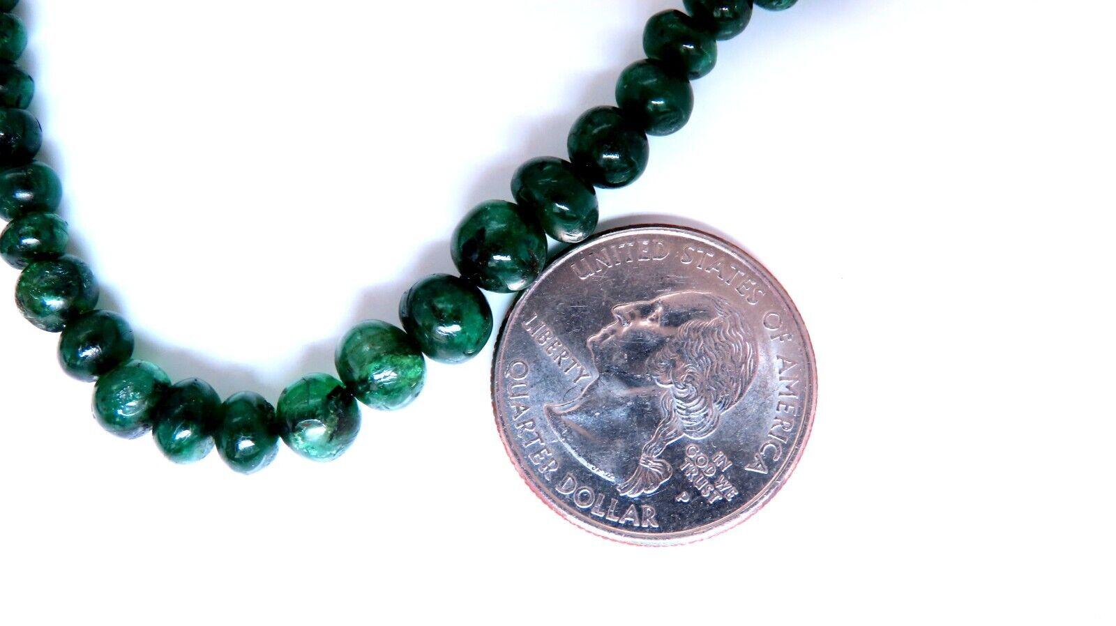 85ct Natural Emerald Beads necklace Graduated Strand 7-4mm 20 inch 14kt gold In New Condition In New York, NY