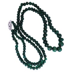 85ct Natural Emerald Beads necklace Graduated Strand 7-4mm 20 inch 14kt gold