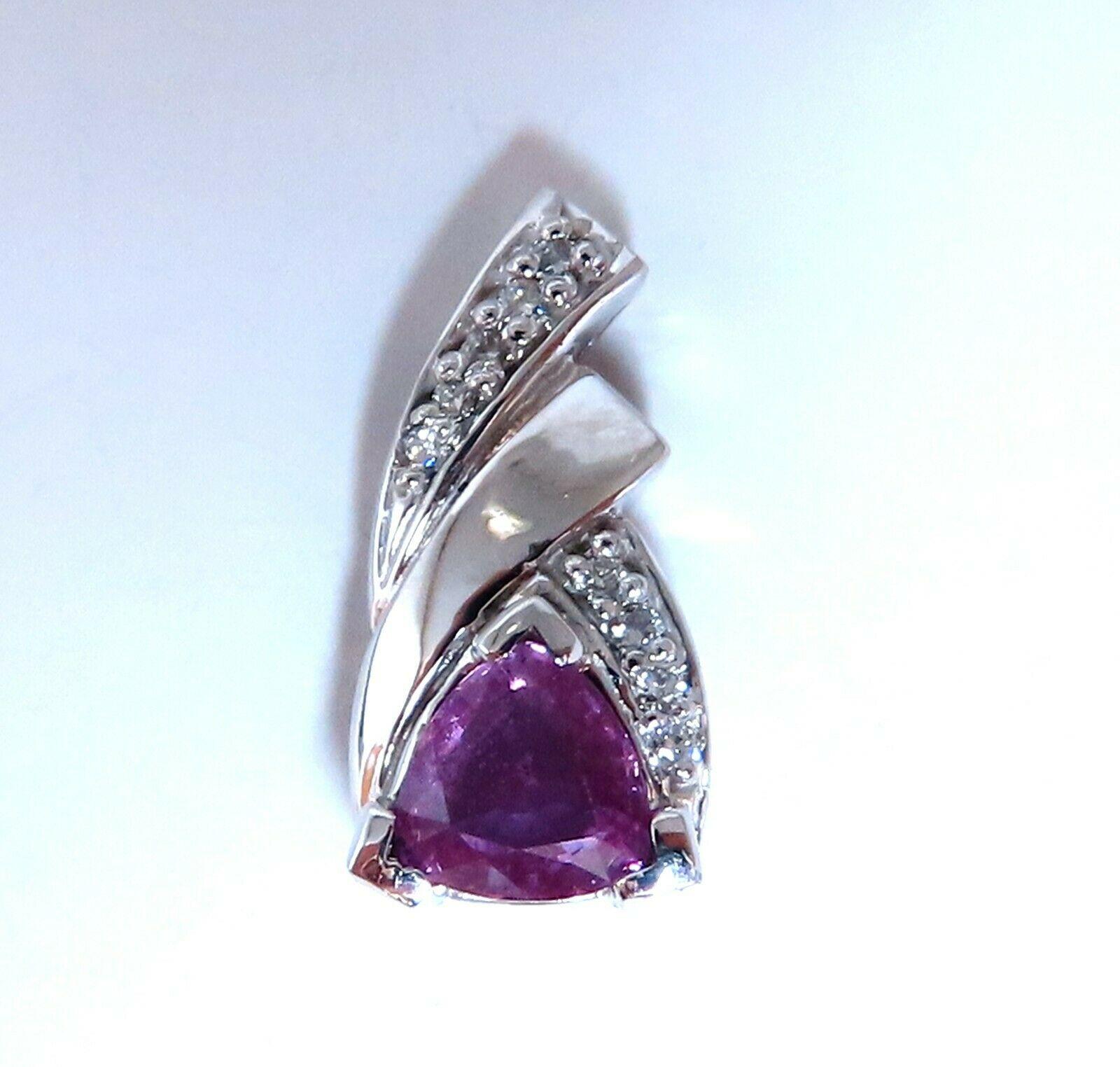 .85ct Natural Pink Sapphire Diamonds Pendant 14kt In New Condition For Sale In New York, NY