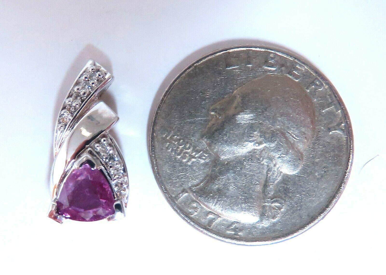Women's or Men's .85ct Natural Pink Sapphire Diamonds Pendant 14kt For Sale