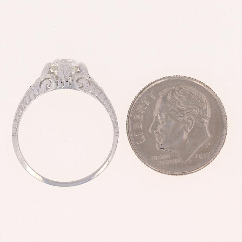 .85 Carat Art Deco Diamond Engagement Ring, Platinum GIA European In Excellent Condition In Greensboro, NC