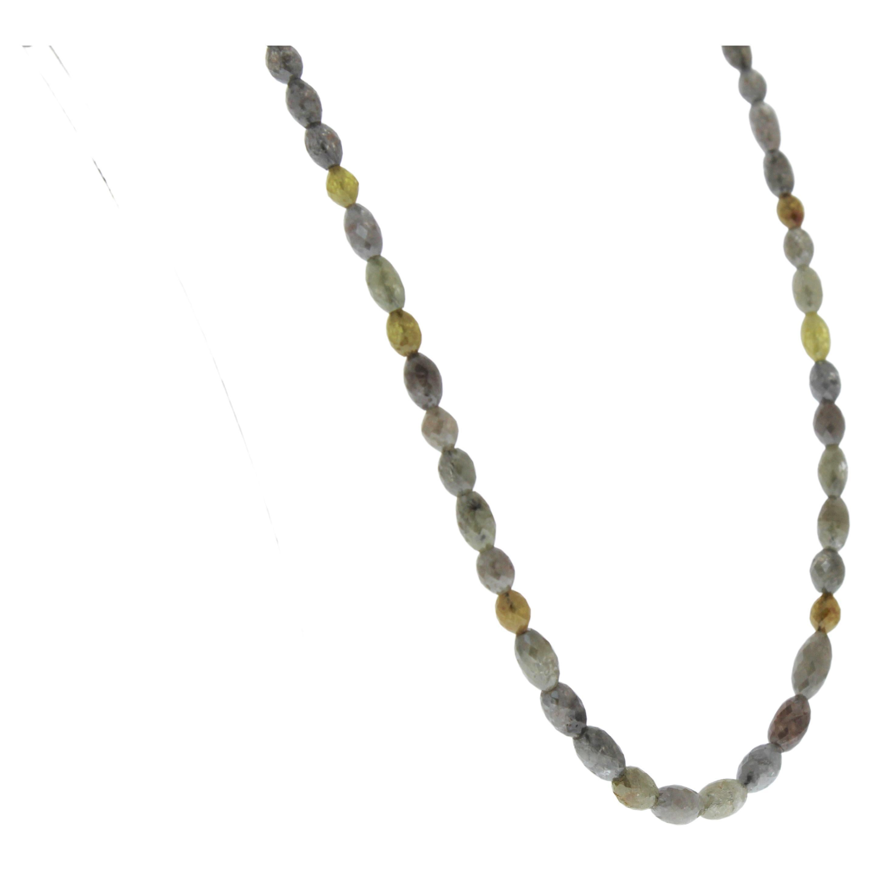 Collier de perles de diamants Briolette à facettes noires 85CTW