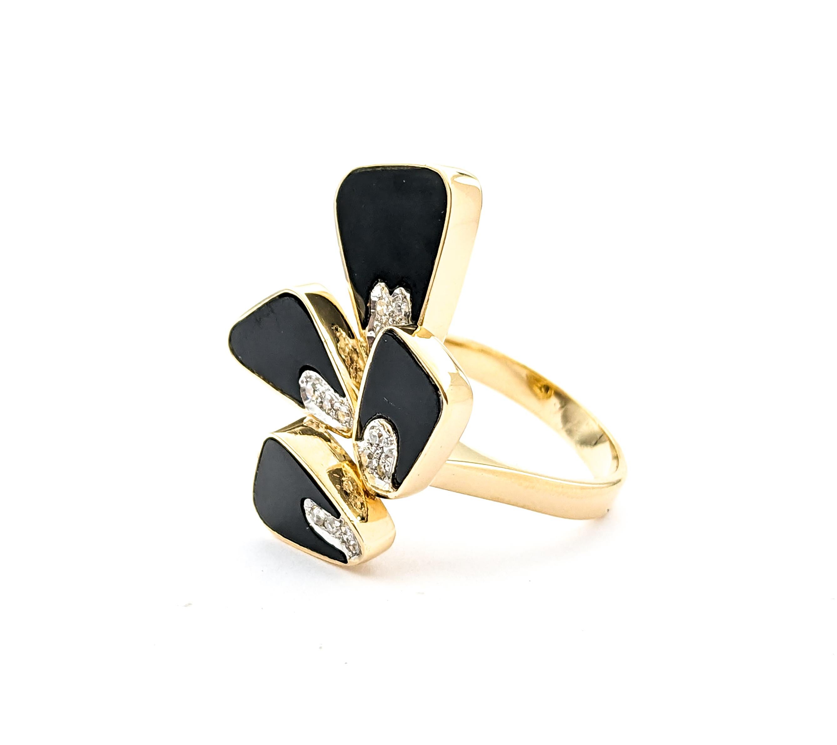 8.5ctw Onyx & Diamond Ring In Yellow Gold For Sale 4