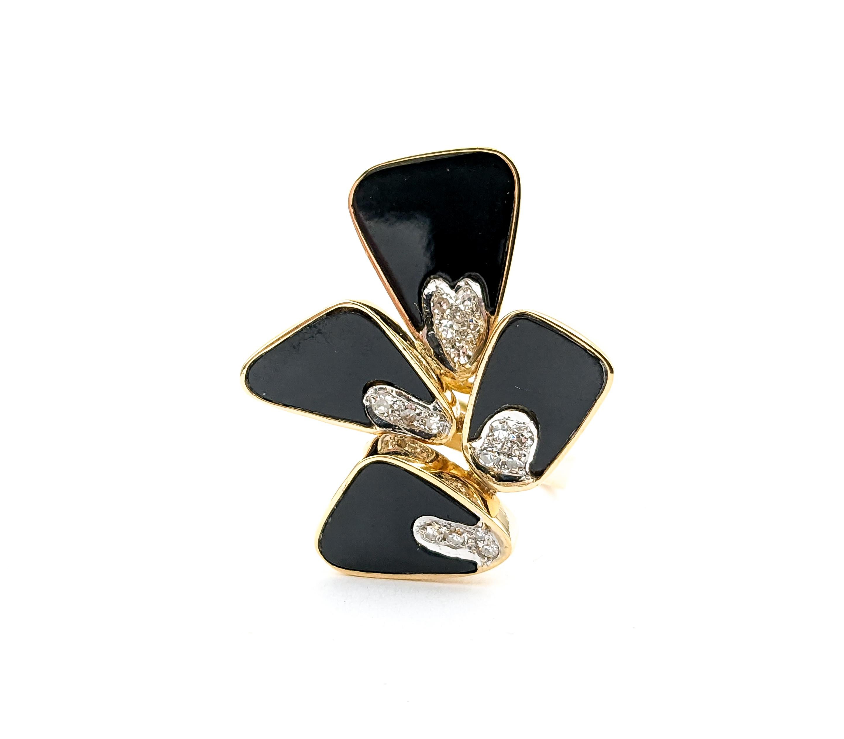 8.5ctw Onyx & Diamond Ring In Yellow Gold For Sale 5