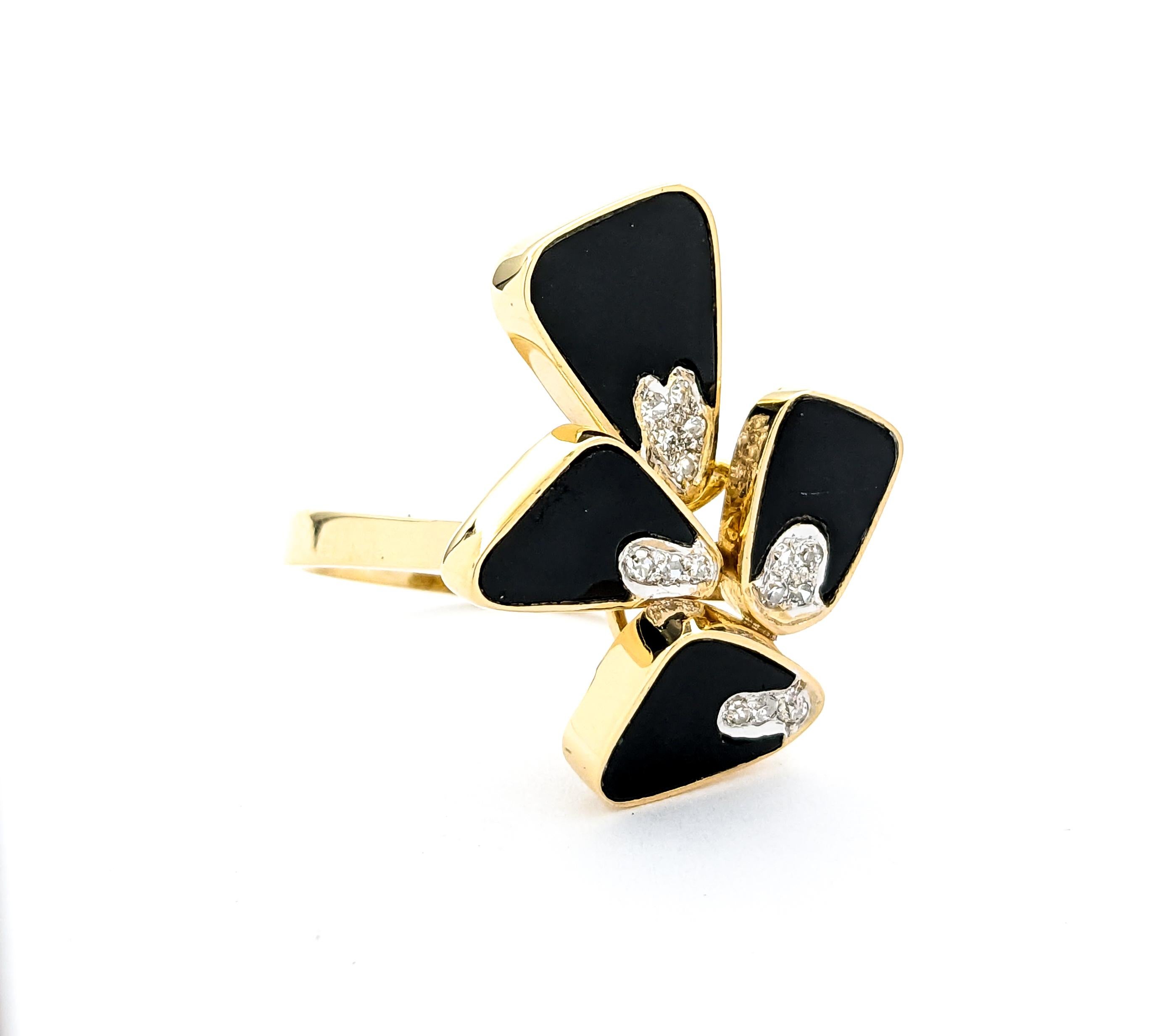 8.5ctw Onyx & Diamond Ring In Yellow Gold For Sale 1