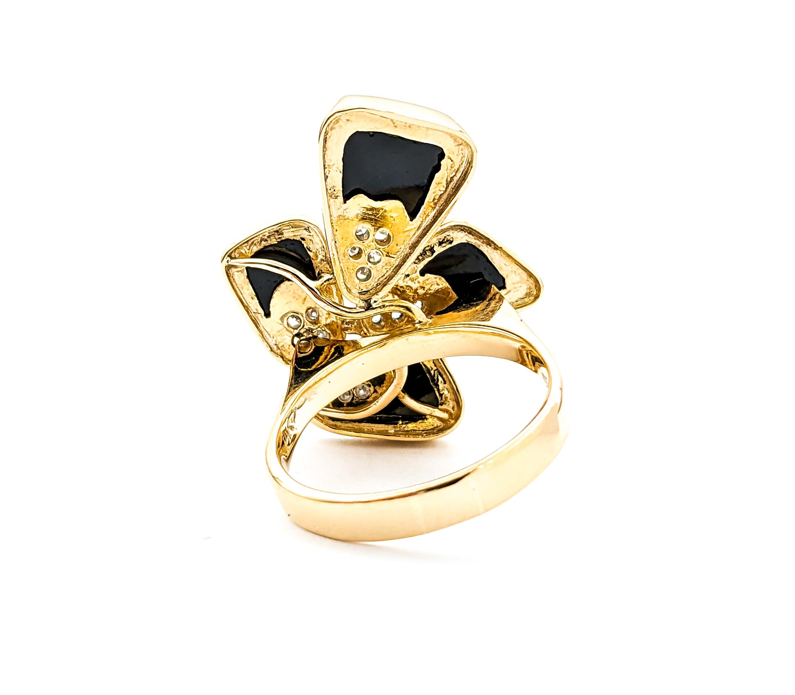 8.5ctw Onyx & Diamond Ring In Yellow Gold For Sale 3