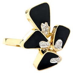 Vintage 8.5ctw Onyx & Diamond Ring In Yellow Gold