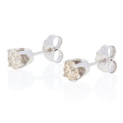 .85ctw Round Brilliant Diamond Earrings, 10k White Gold Pierced Studs