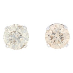 .85ctw Round Brilliant Diamond Earrings, 10k White Gold Pierced Studs .85ctw Round Brilliant Diamond Earrings, 10k White Gold Pierced Studs