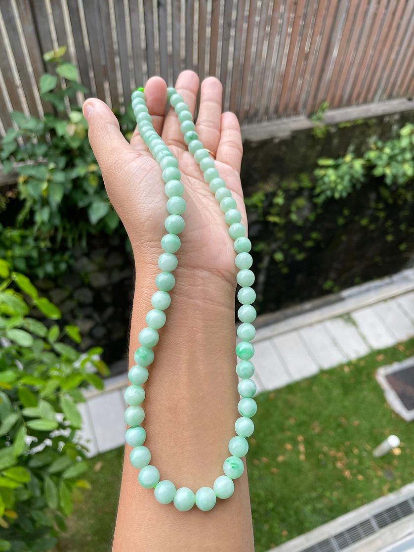 8.5mm bead sized natural Jadeite jade Mala necklace 4