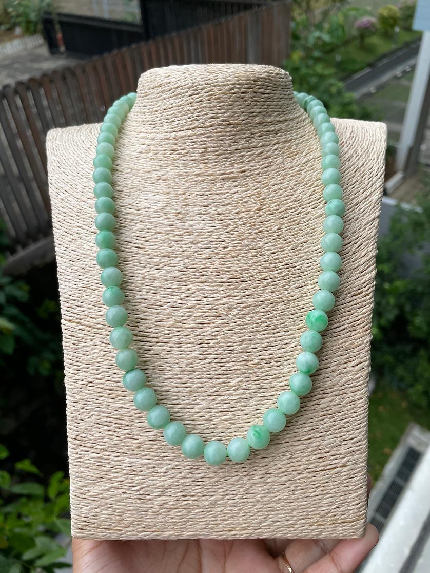 8.5mm bead sized natural Jadeite jade Mala necklace 1