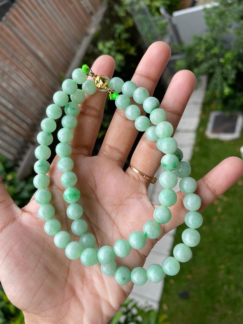 8.5mm bead sized natural Jadeite jade Mala necklace 2