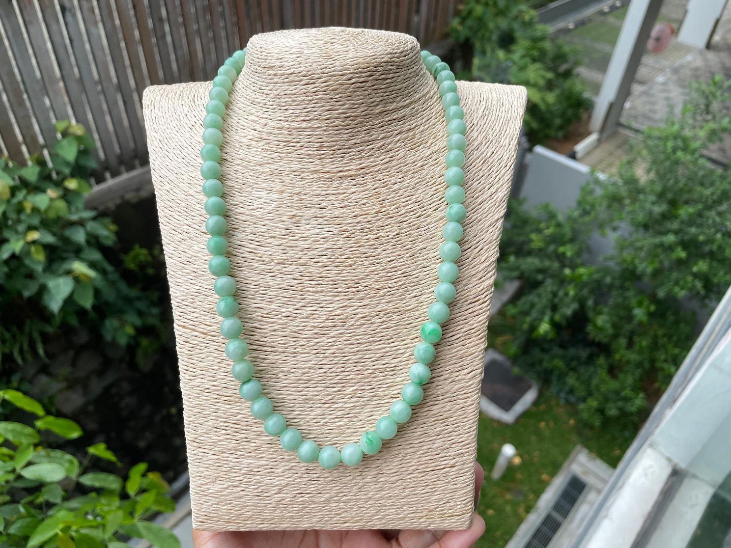 8.5mm bead sized natural Jadeite jade Mala necklace 3
