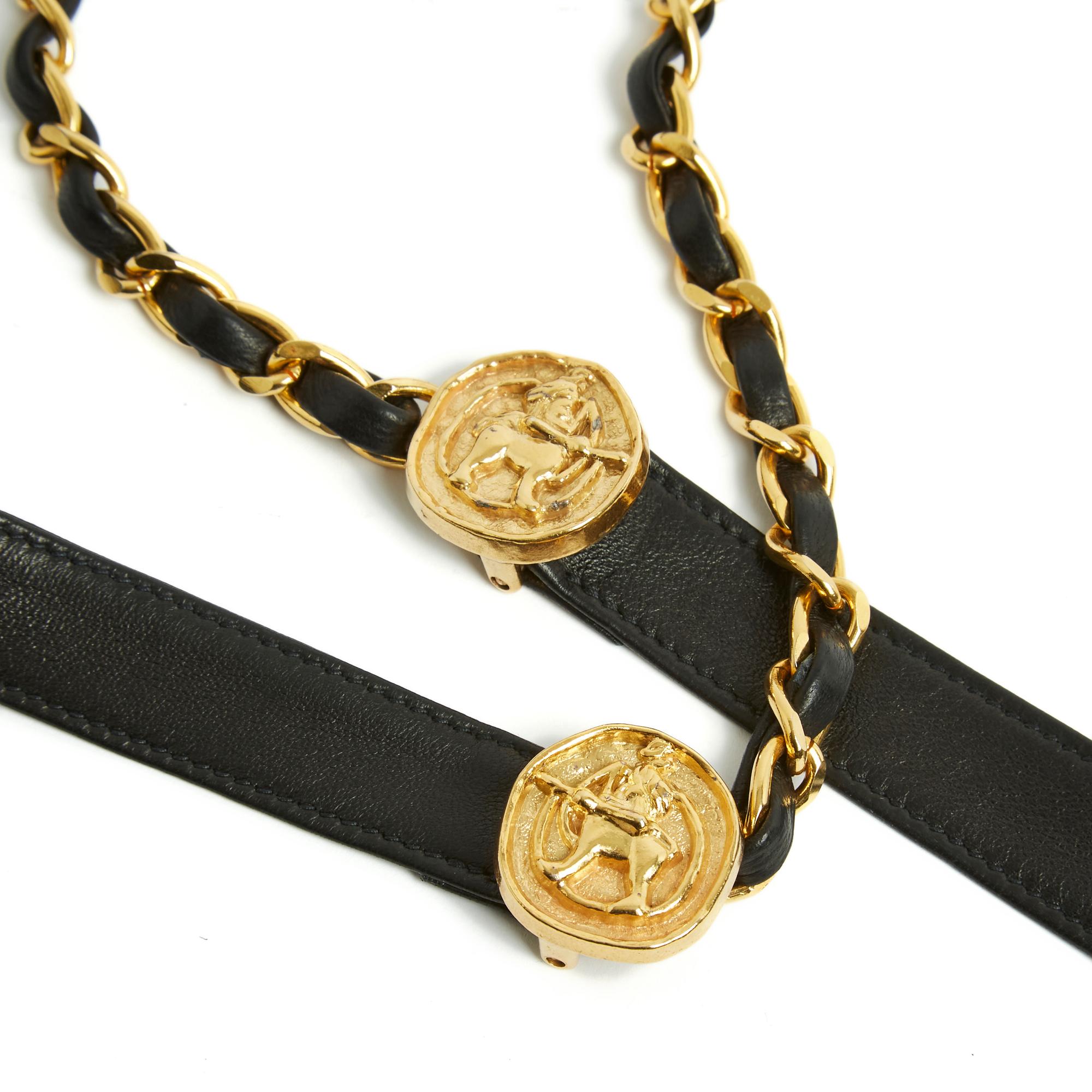 85s Chain leather belt medallions t75 In Excellent Condition For Sale In PARIS, FR