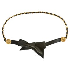 Chanel 1985s Ceinture T75 Kette Leder Medaillons Gürtel US27 28