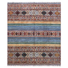 8'5 "x10" Alfombra de Lana Pura Anudada a Mano Topo Super Kazak Diseño Khorjin