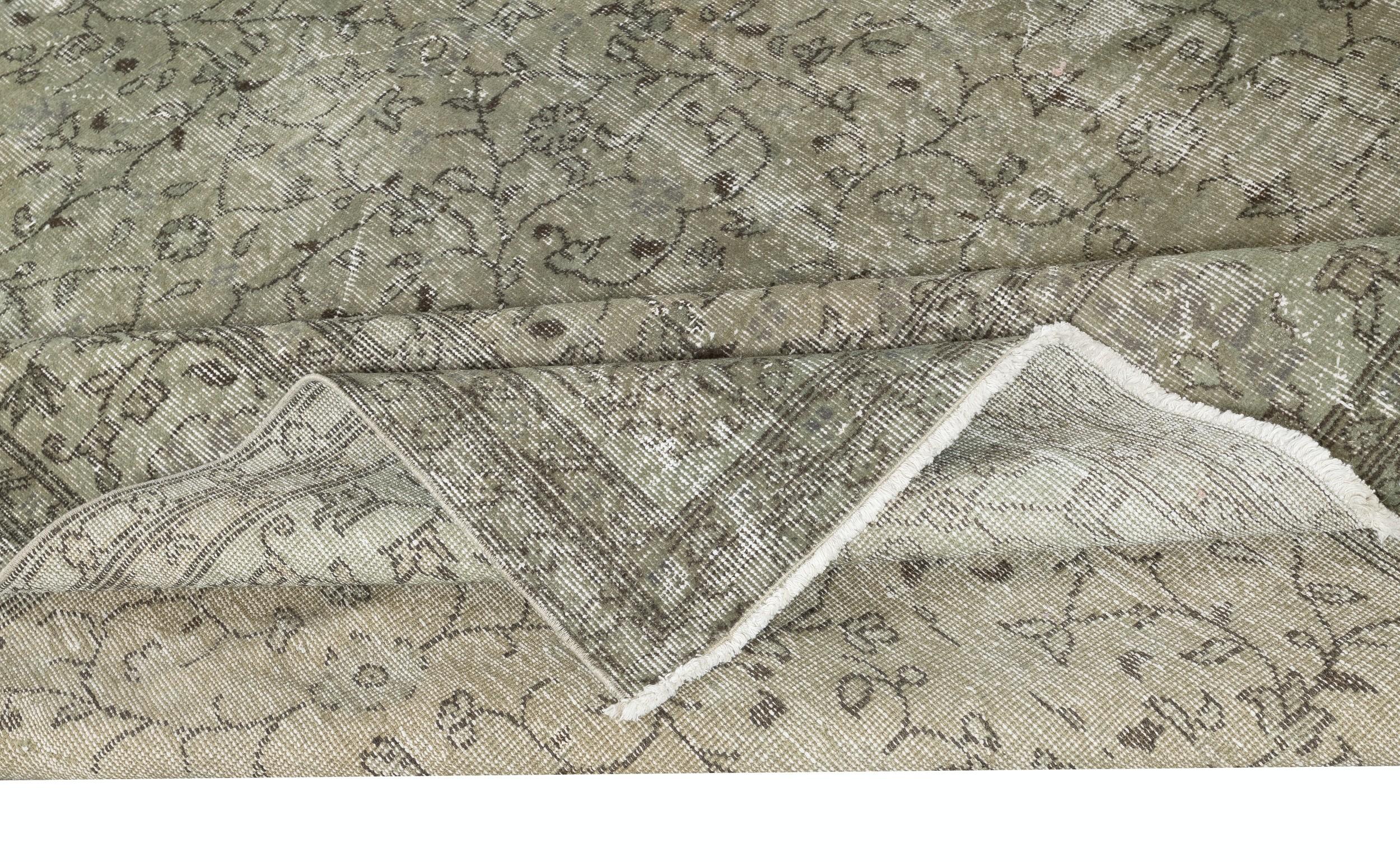 Alfombra turca contemporánea verde, de lana, hecha a mano, 8,5 x 11 pies, revestimiento de suelo Moderno en venta