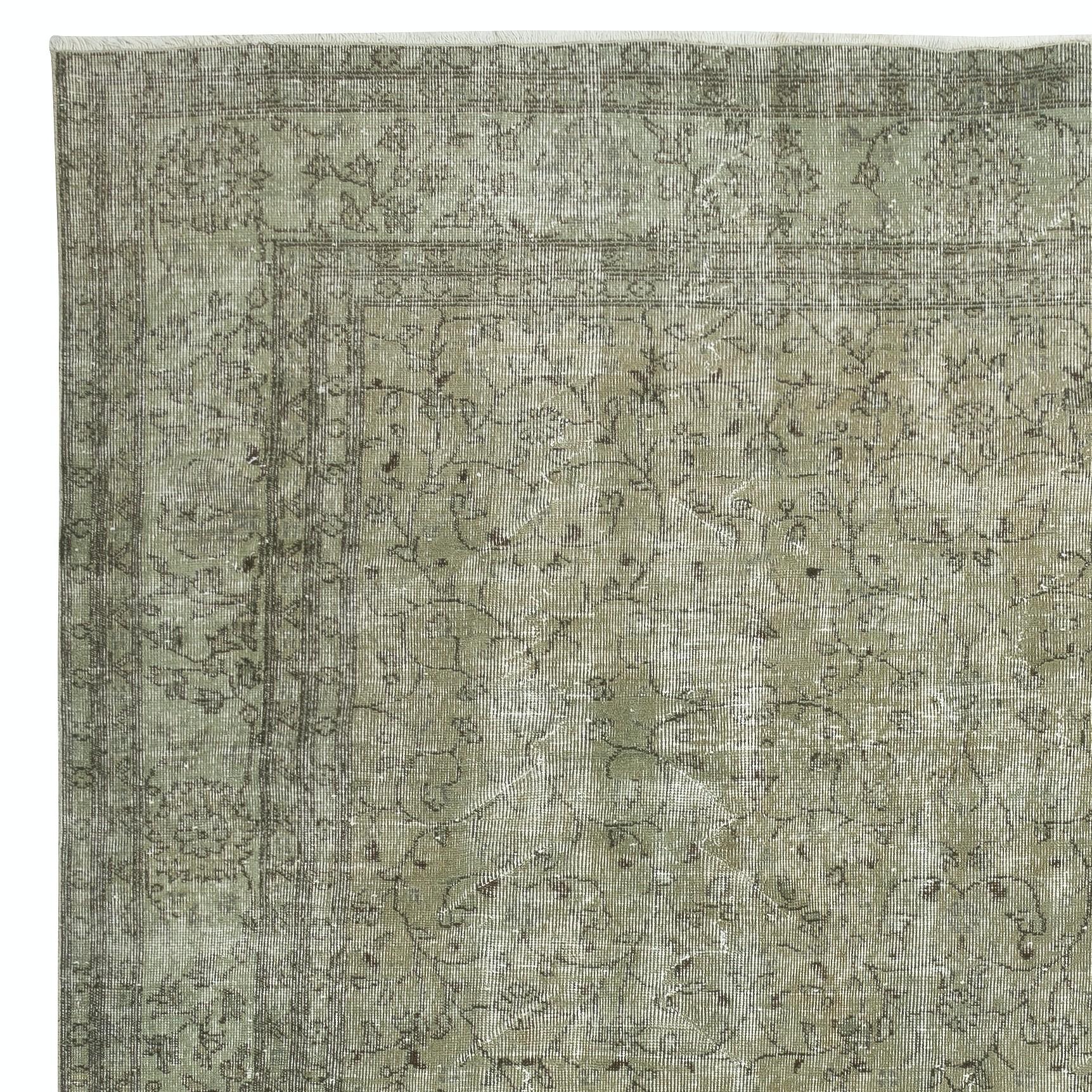 Alfombra turca contemporánea verde, de lana, hecha a mano, 8,5 x 11 pies, revestimiento de suelo Turco en venta