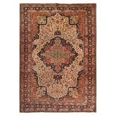 8'5"x11'4" Ivory Antique Persian Sarouk Fereghan Hand Knotted Wool Oriental Rug