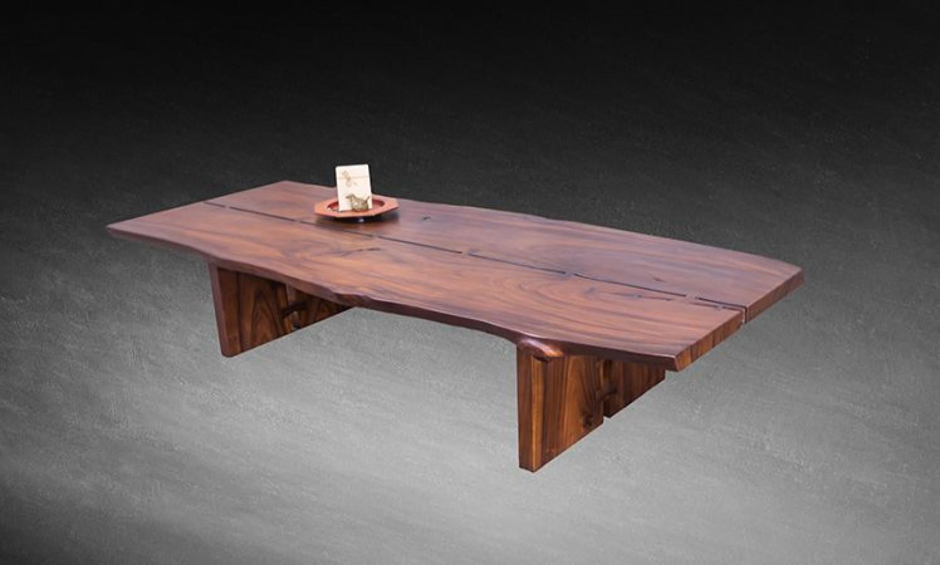 Custom Live Edge Acacia Coffee Table Nakashima Inspired In New Condition In Boulder, CO