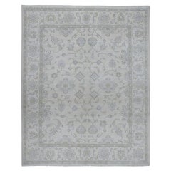 8'5 "x9'7" Ivory Washed Out Peshawar Natural Wool Hand Knoted Oriental Rugs