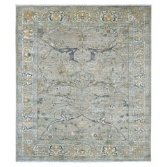 8'5"x9'8" Stone Gray Peshawar with Bijar Garus Design Hand Knotted Pure Wool Rug