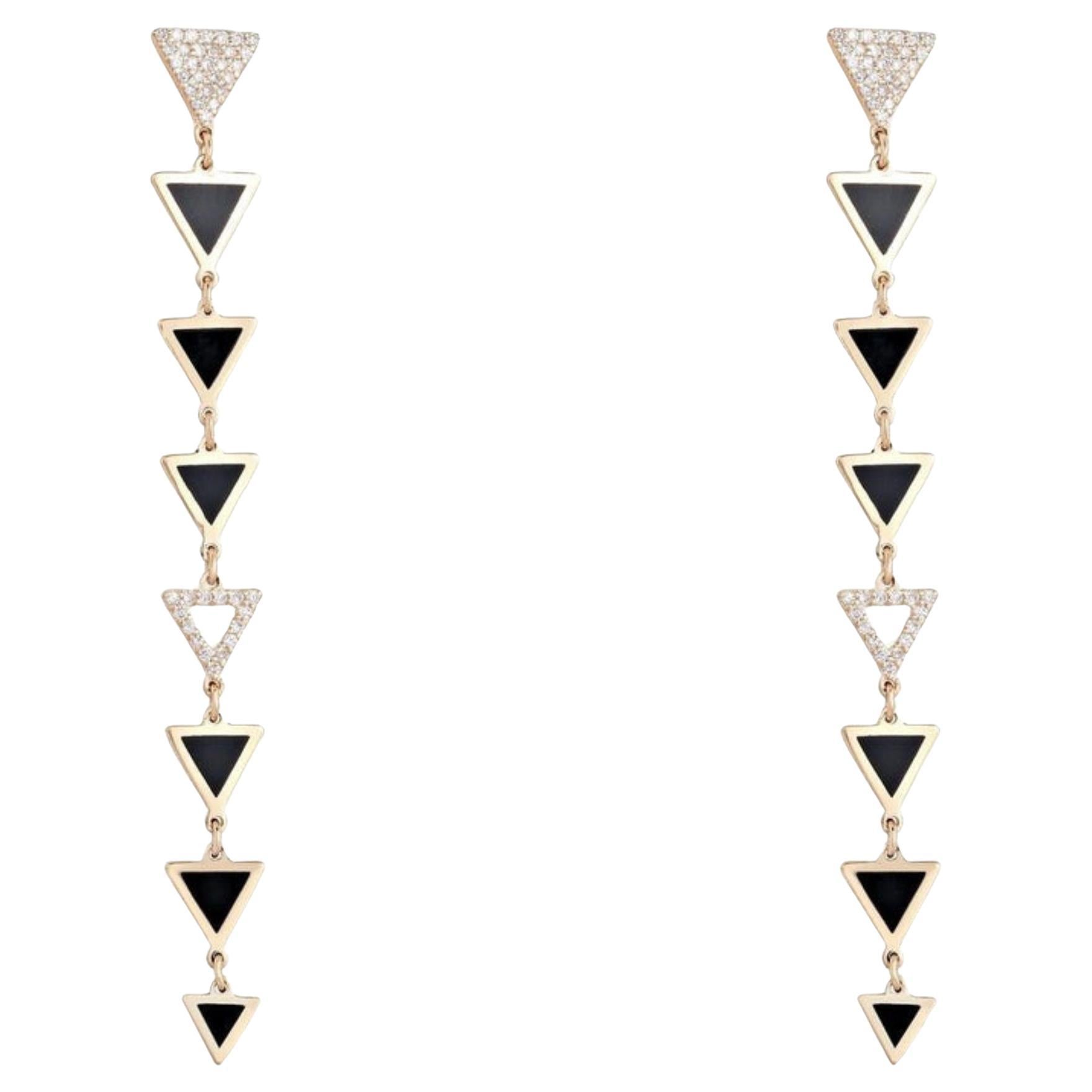 86 Black Diamond Shine 14K (or 18k upon request) Yellow Gold Drop Earrings
