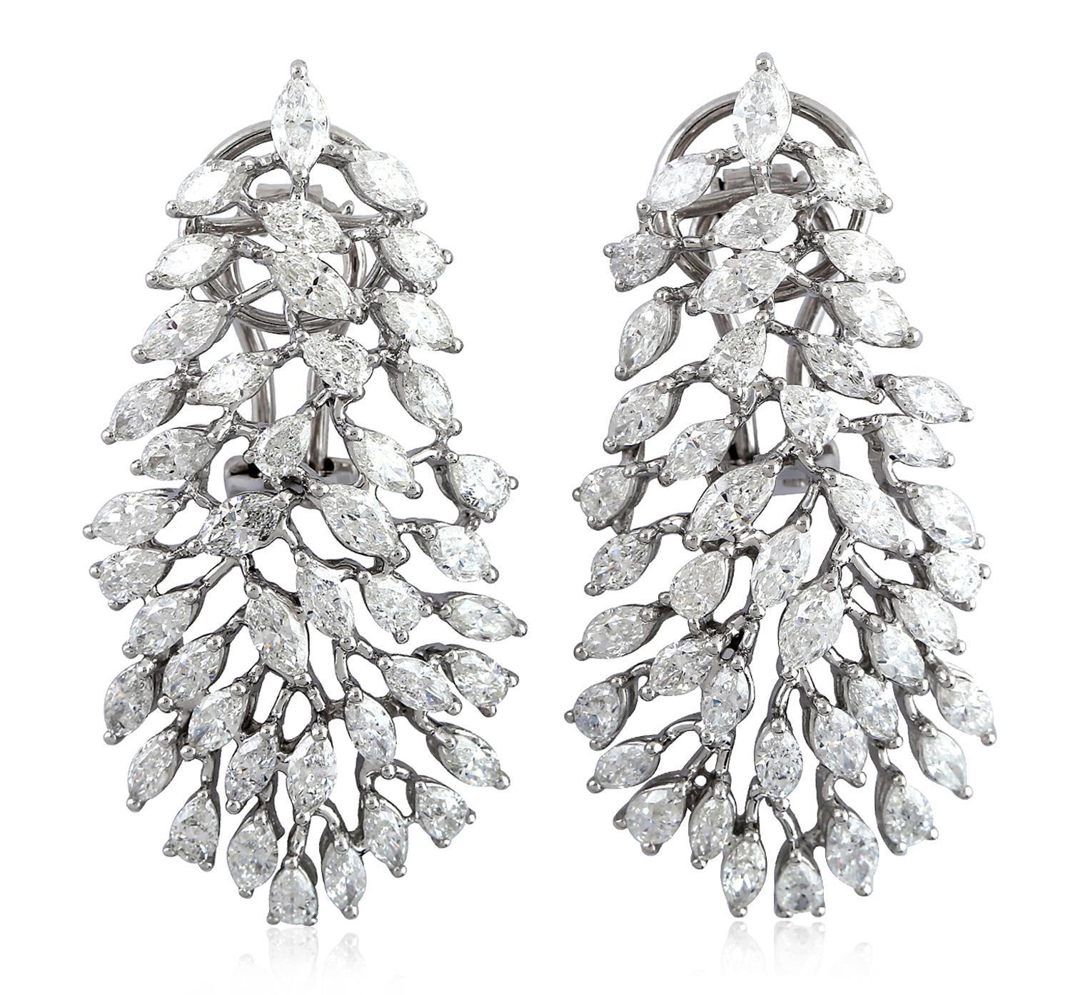 Marquise Cut 8.6 Carat Diamond 18 Karat Gold Florence Earrings For Sale