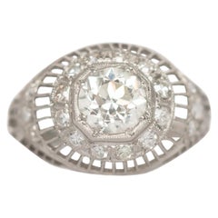 Antique .86 Carat Diamond Platinum Engagement Ring