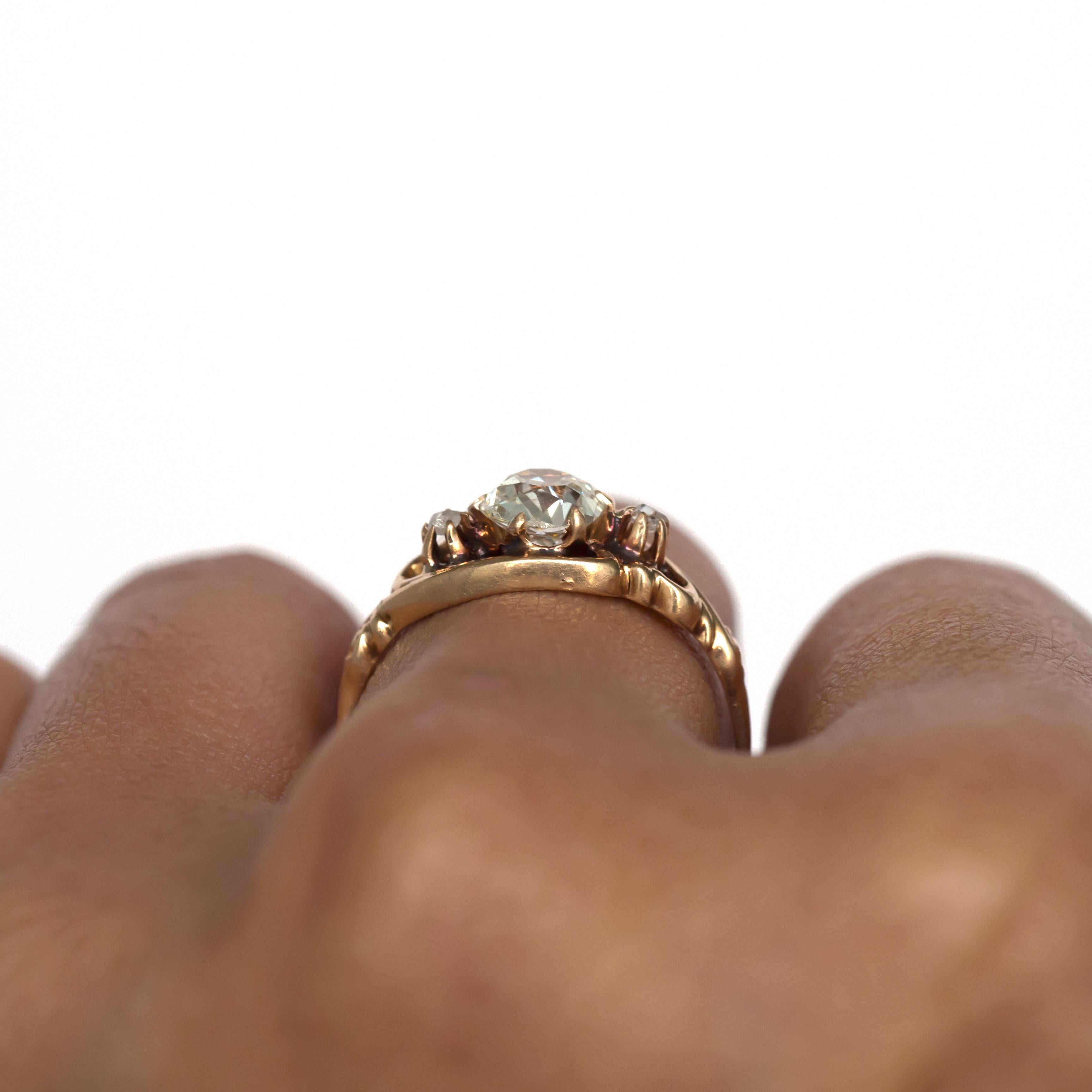 Women's or Men's .86 Carat Diamond Yellow Gold Engagement Ring