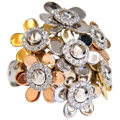 .86 Carat Floating Turning Flower Petals Ring 18 Karat Cocktail Bundle