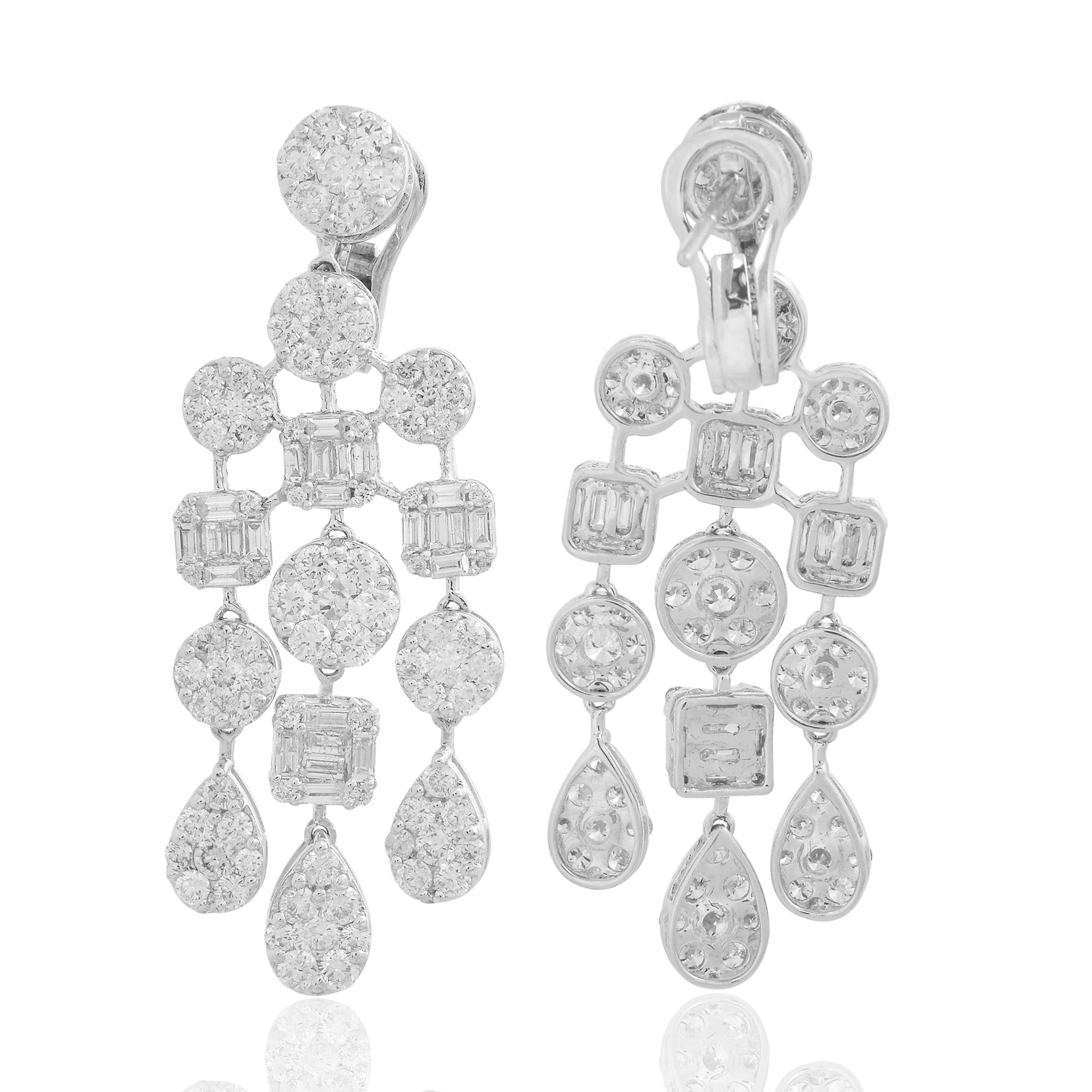 Item Code :- CN-25178A
Gross Wt. :- 16.02 gm
18k Solid White Gold Wt. :- 14.30 gm
Natural Diamond Wt. :- 8.60 Ct. ( AVERAGE DIAMOND CLARITY SI1-SI2 & COLOR H-I )
Earrings Size :- 50.29 x 19.25 mm approx.

✦ Sizing
.....................
We can adjust