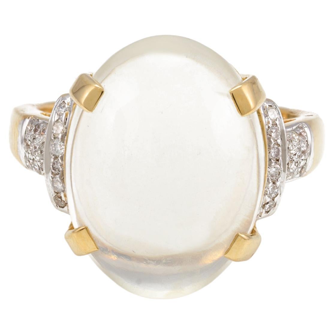 For Sale:  Diamond and 8.6 CTW Center Moonstone Cocktail Ring in 18k Solid Yellow Gold
