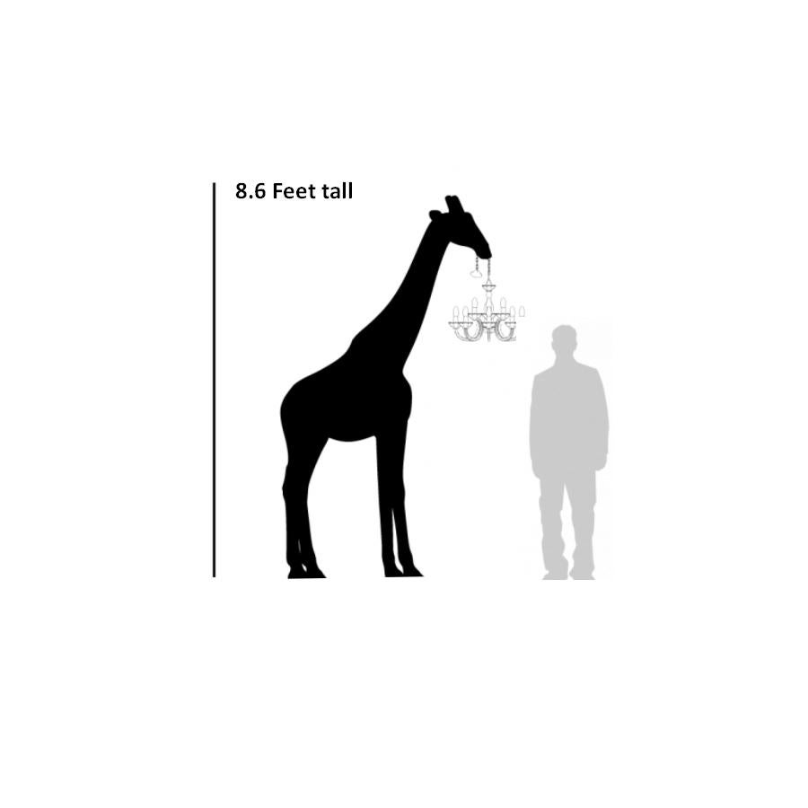 In Stock in Los Angeles, 8.6 Ft Tall Black Pop Art Indoor Giraffe w/ Chandelier In New Condition In Beverly Hills, CA