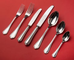 86-Piece Set of Silver Plated Flatware for 12 Persons Made by Ercuis France